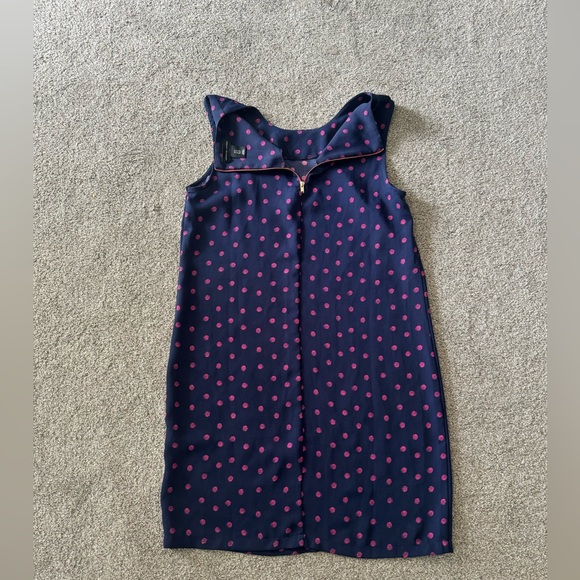 Adrienne Vittadini Dress Size 2 Navy & Pink Polka Dot Shift Sleeveless casual - Picture 7 of 10